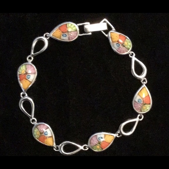 Murano Jewelry - 🆕 Murano Millefiori Teardrop Silver Bracelet